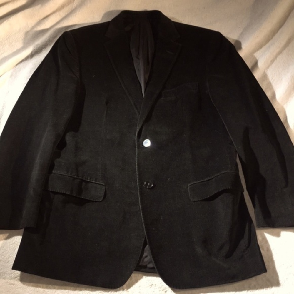 Z Zegna Mens Black Angora Two Button Blazer